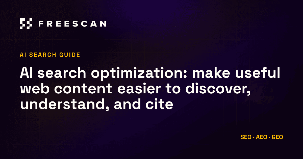 AI search optimization guide, FreeScan blog article