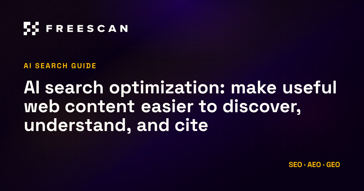 AI search optimization guide, FreeScan blog article