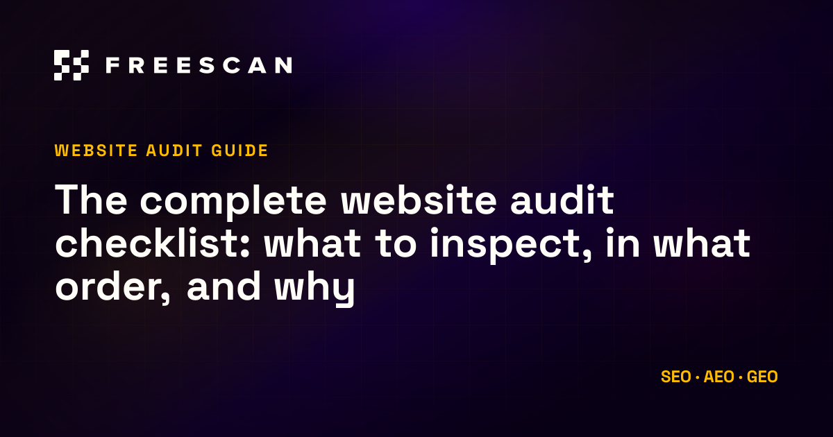 The complete website audit checklist, FreeScan blog article